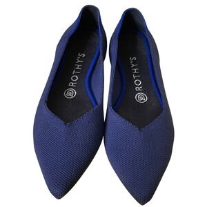 Rothy's The Point Maritime Navy Blue Pointed Toe Knit Ballet Flat Shoes
